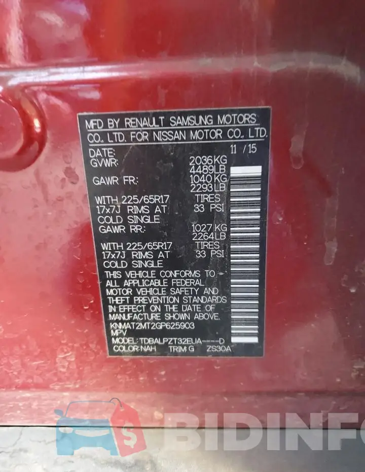 KNMAT2MT2GP625903 Photo# 13
