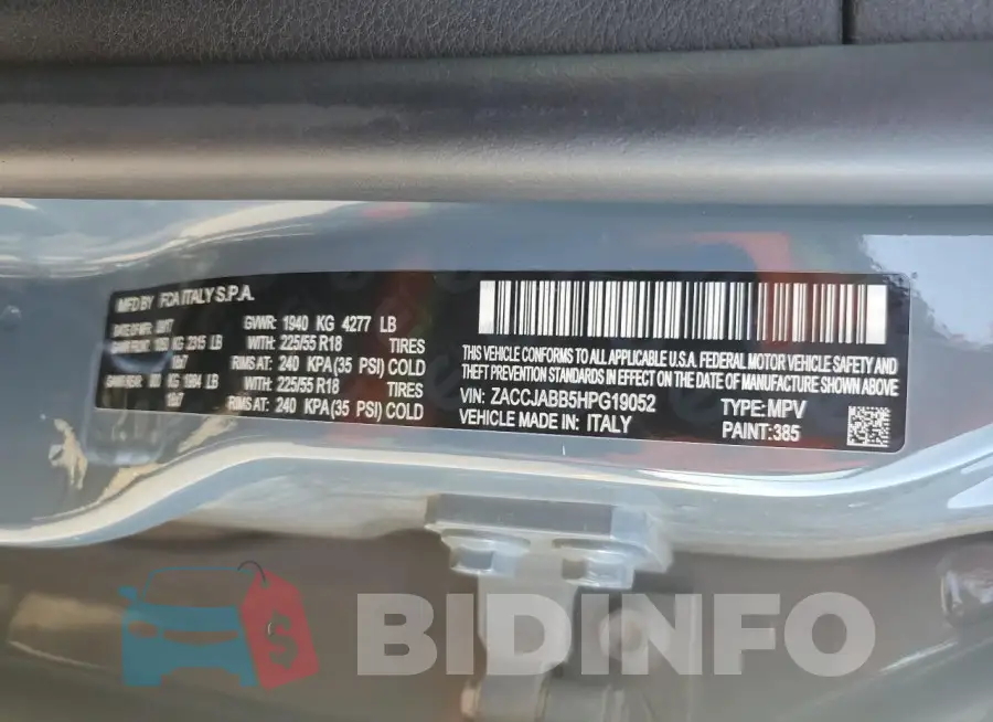 ZACCJABB5HPG19052 Photo# 12