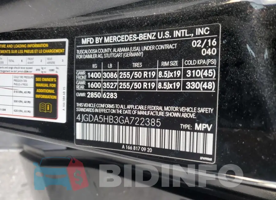 4JGDA5HB3GA722385 Photo# 13