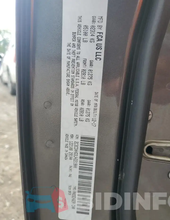 2C3CDXHG3JH221900 Photo# 12
