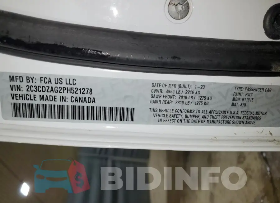 2C3CDZAG2PH521278 Photo# 12