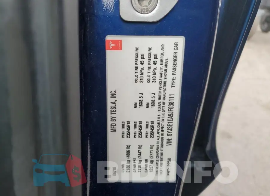 5YJ3E1EA9JF038111 Photo# 12