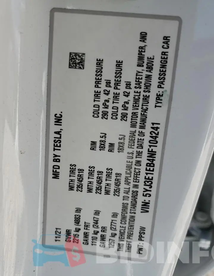 5YJ3E1EB4NF104241 Photo# 12