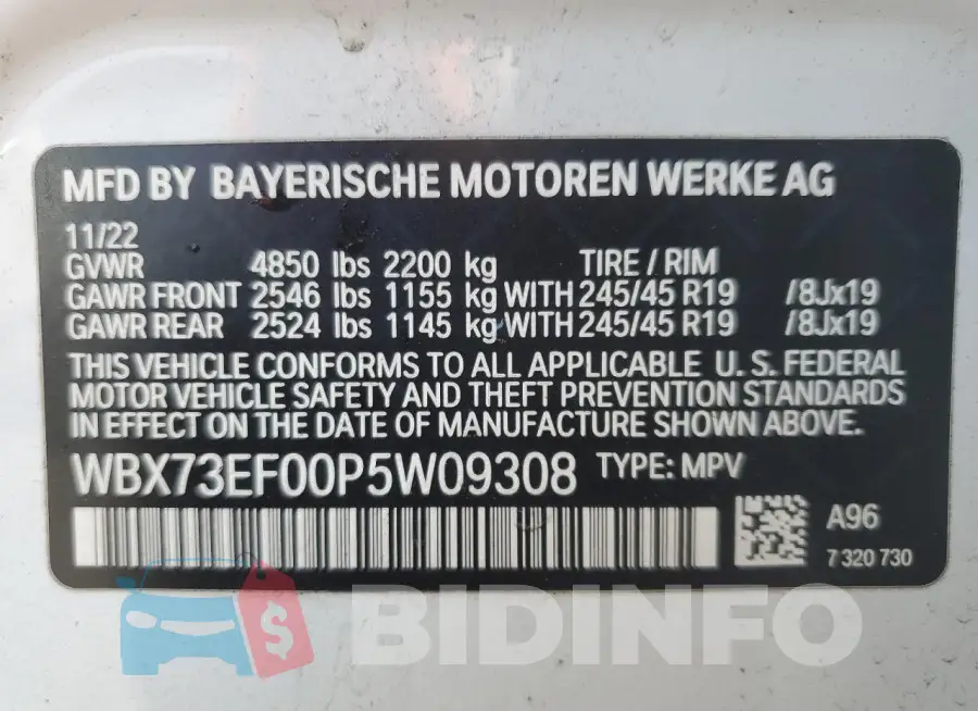 WBX73EF00P5W09308 Photo# 14