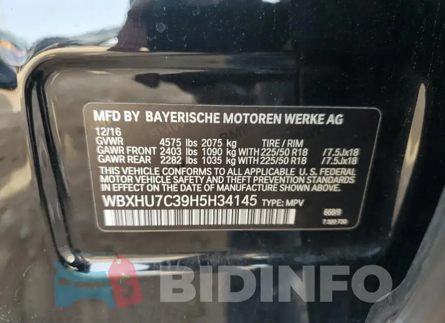 WBXHU7C39H5H34145 Photo# 13