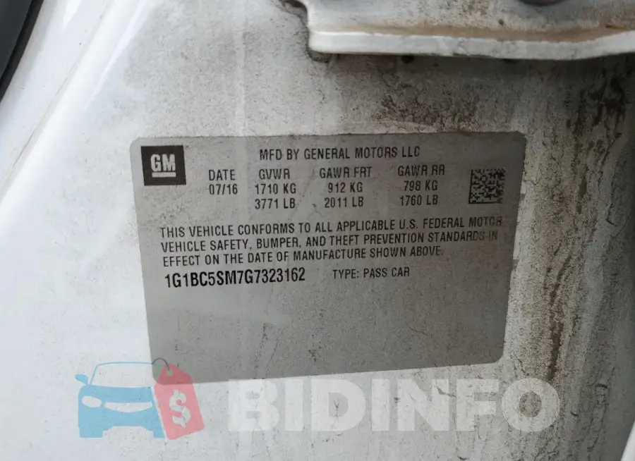 1G1BC5SM7G7323162 Photo# 13