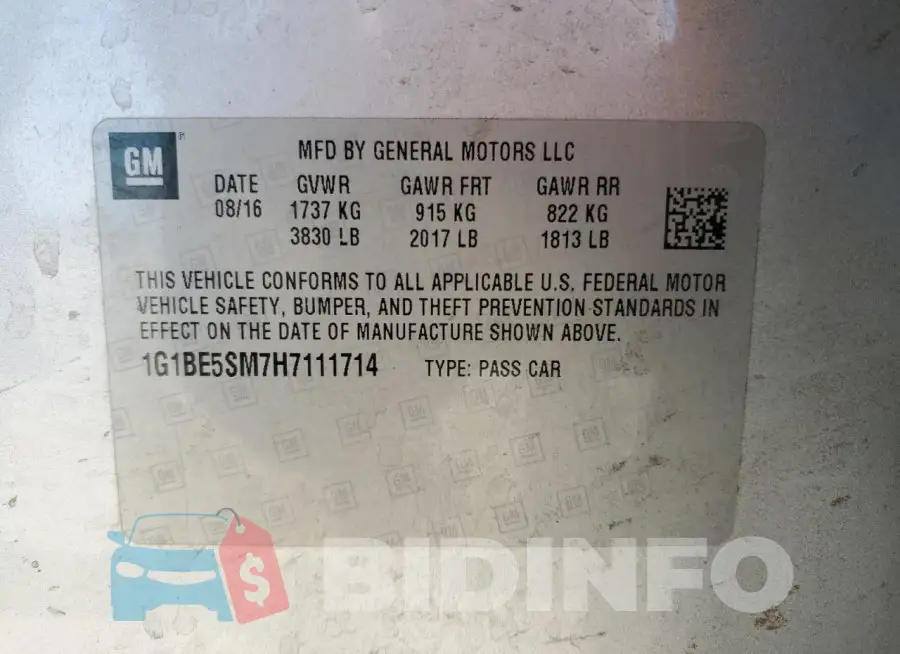 1G1BE5SM7H7111714 Photo# 12