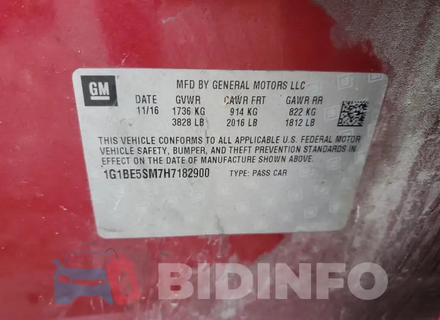 1G1BE5SM7H7182900 Photo# 12