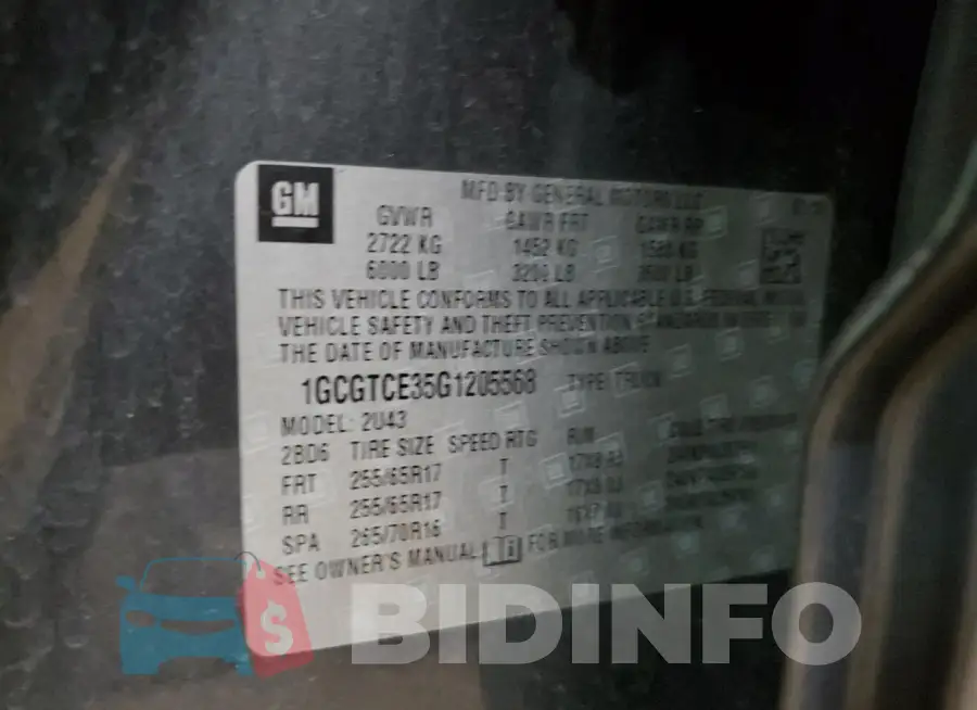 1GCGTCE35G1205568 Photo# 12