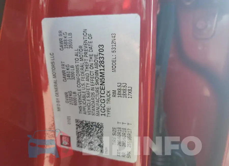 1GCGTCEN5M1283703 Photo# 12
