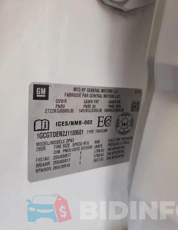 1GCGTDEN2J1100601 Photo# 12