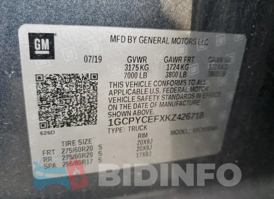 1GCPYCEFXKZ426718 Photo# 12