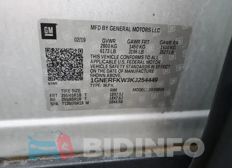 1GNERFKW3KJ254449 Photo# 14