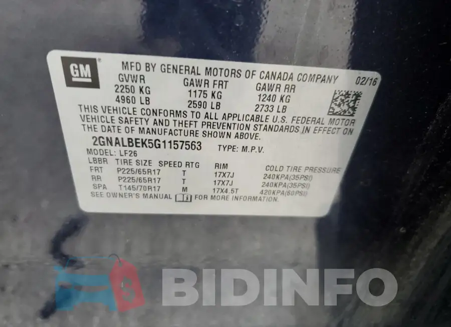 2GNALBEK5G1157563 Photo# 13
