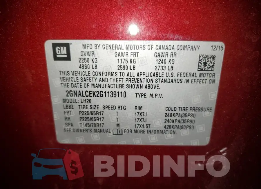 2GNALCEK2G1139110 Photo# 13