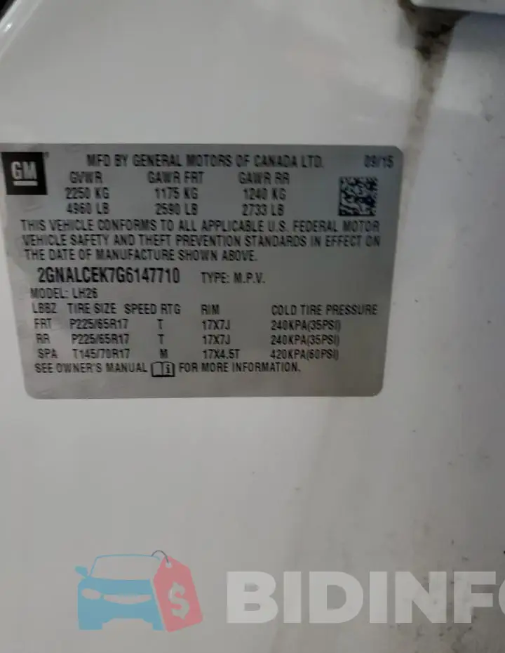 2GNALCEK7G6147710 Photo# 13