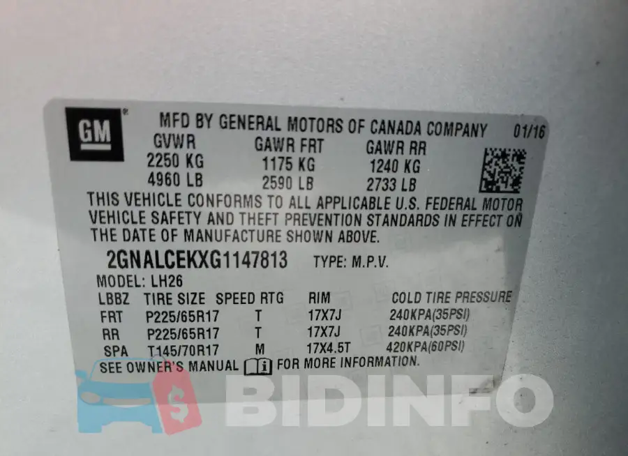 2GNALCEKXG1147813 Photo# 13