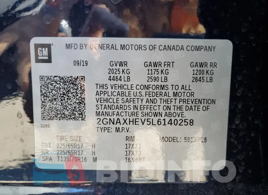 2GNAXHEV5L6140258 Photo# 13