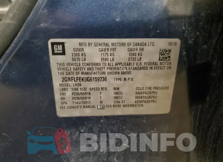 2GNFLFEK9G6159736 Photo# 13