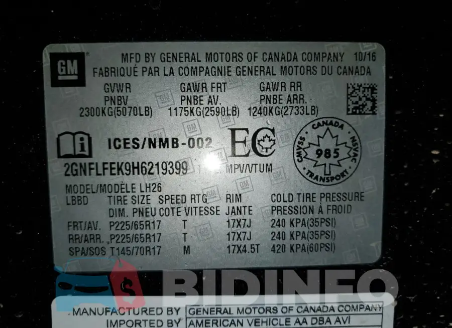 2GNFLFEK9H6219399 Photo# 13