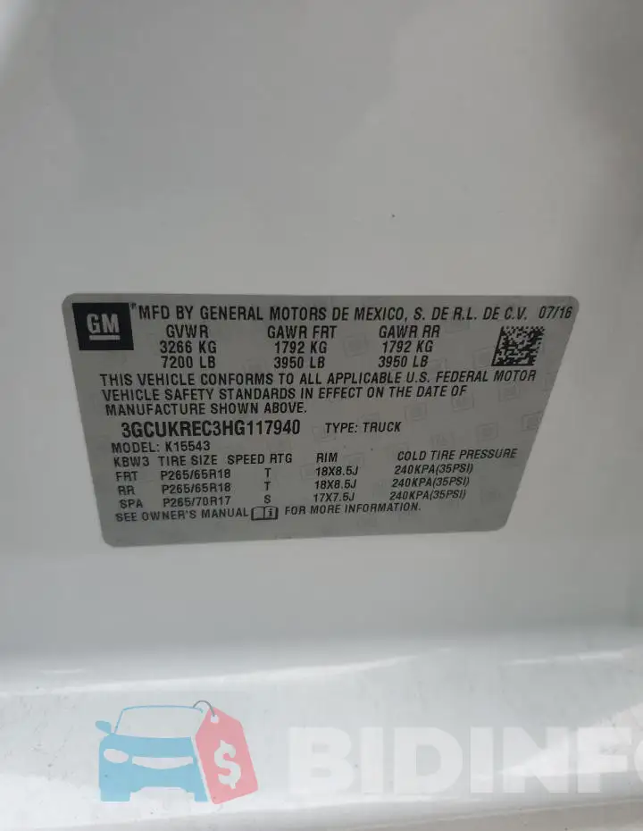 3GCUKREC3HG117940 Photo# 13