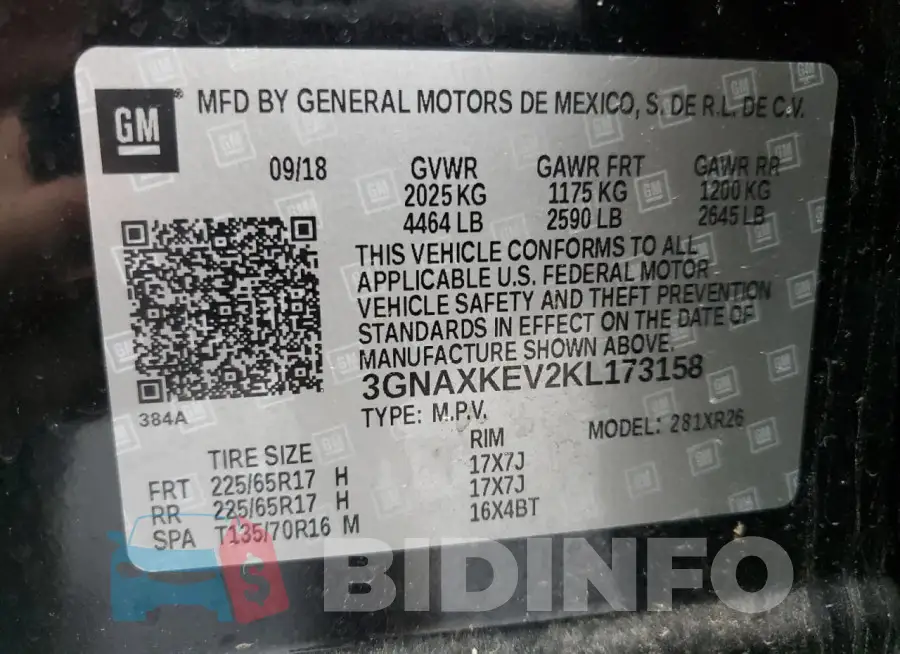 3GNAXKEV2KL173158 Photo# 13