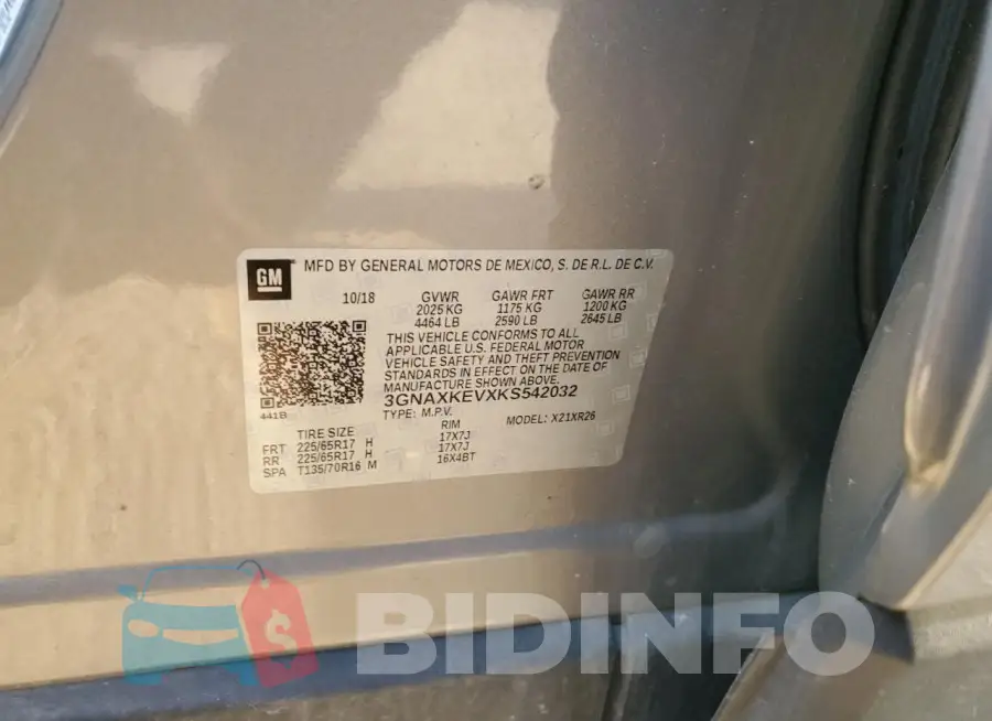3GNAXKEVXKS542032 Photo# 14