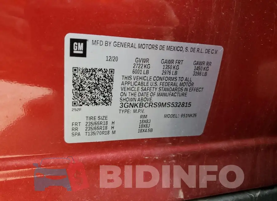 3GNKBCRS9MS532815 Photo# 12