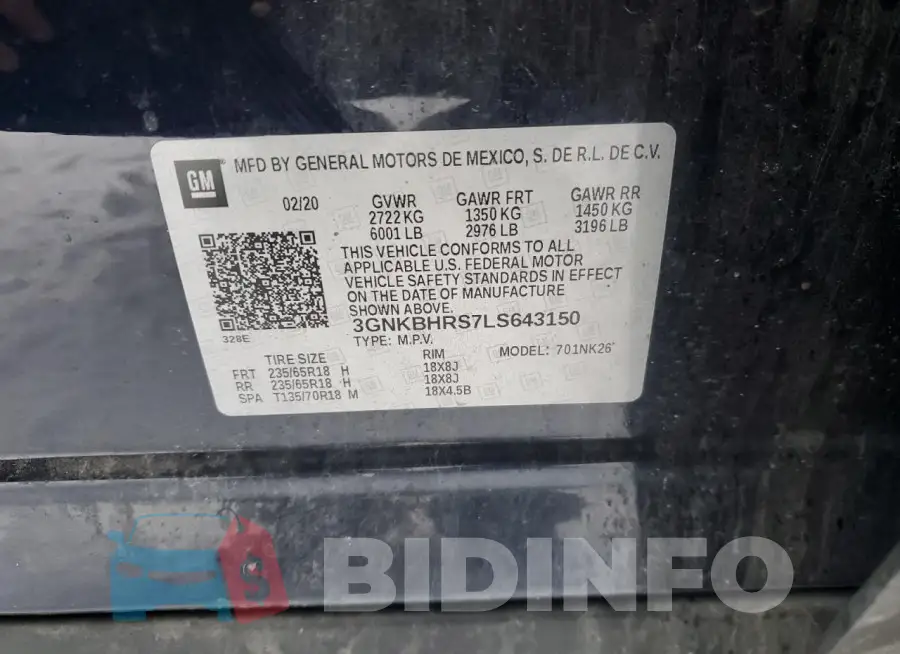3GNKBHRS7LS643150 Photo# 12