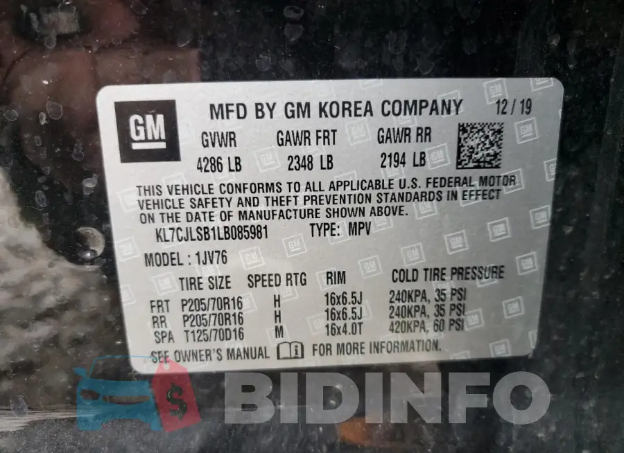 KL7CJLSB1LB085981 Photo# 13