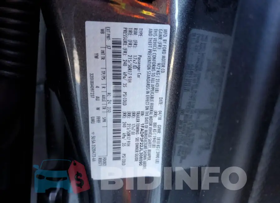 1FADP3F22JL308090 Photo# 12