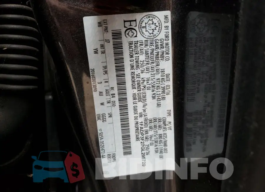1FADP3F27GL295720 Photo# 12