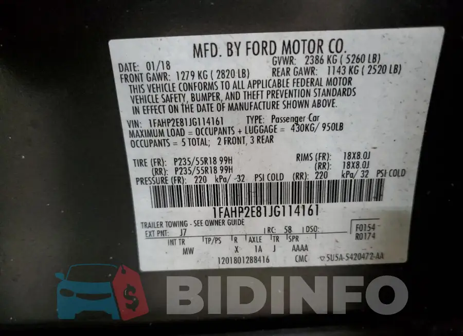 1FAHP2E81JG114161 Photo# 12