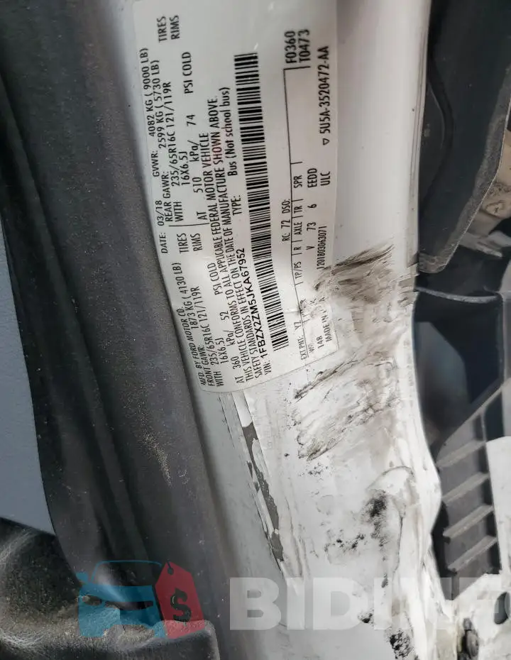 1FBZX2ZM5JKA67952 Photo# 13
