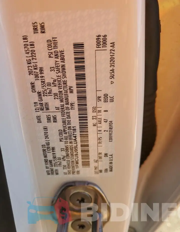 1FMCU9J95LUA47181 Photo# 12