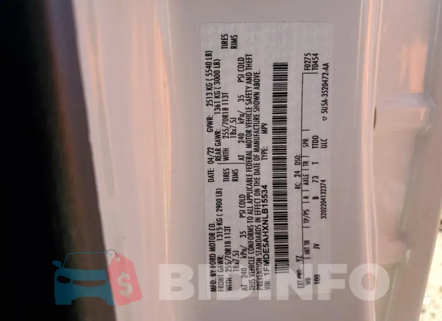 1FMDE5AHXNLB15534 Photo# 14