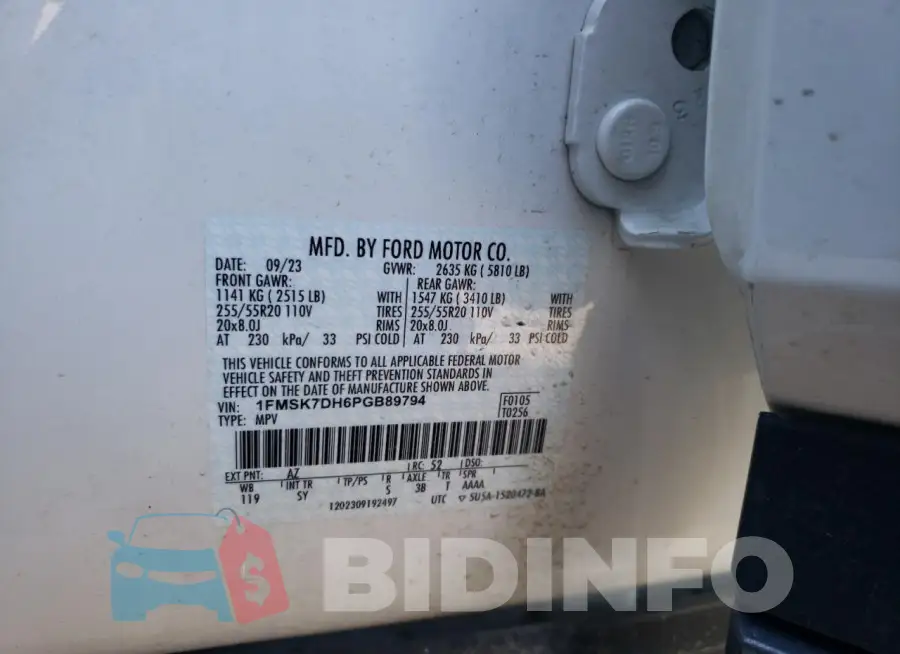 1FMSK7DH6PGB89794 Photo# 13