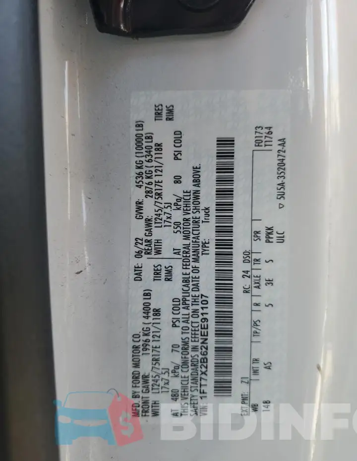 1FT7X2B62NEE91107 Photo# 13