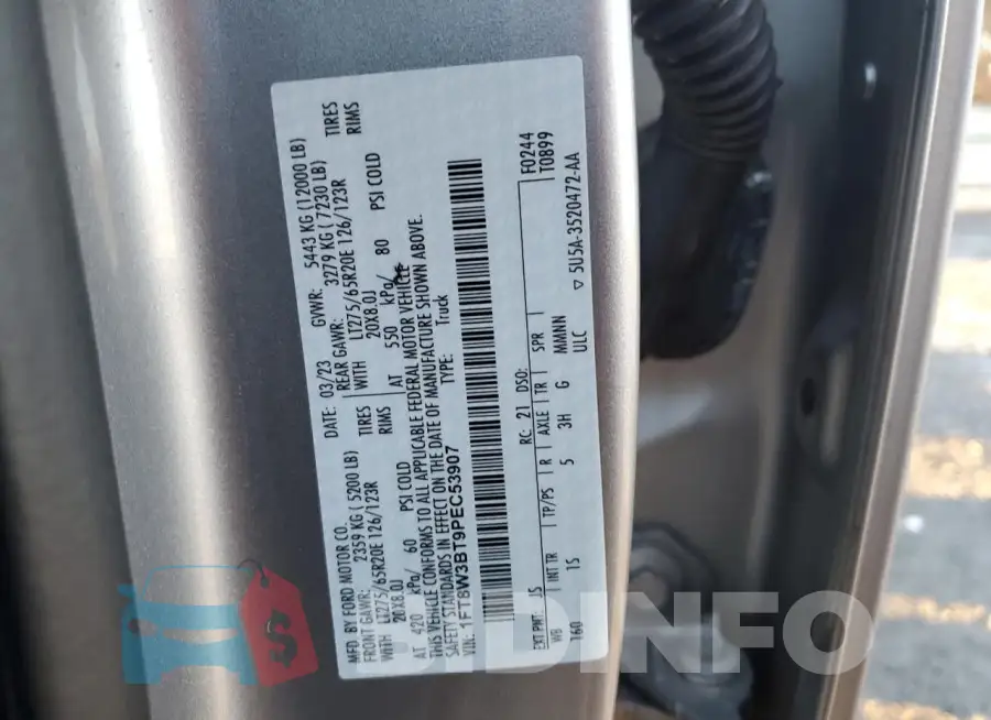 1FT8W3BT9PEC53907 Photo# 12