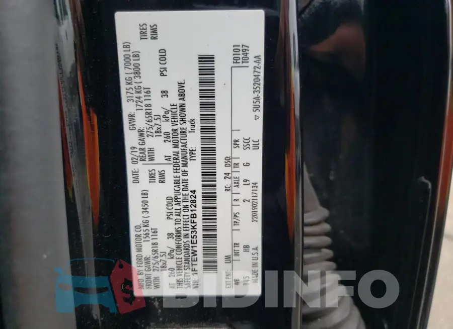 1FTEW1E53KFB12824 Photo# 12