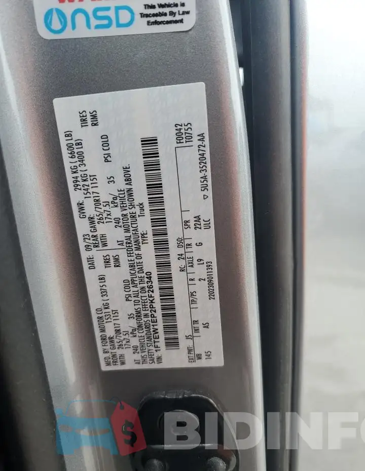 1FTEW1EP2PKF26340 Photo# 13