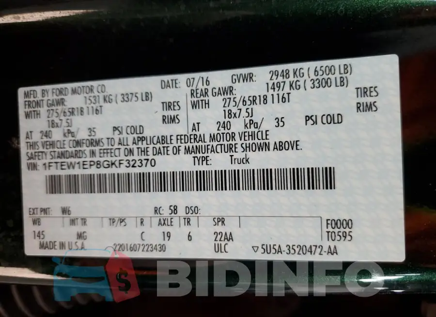 1FTEW1EP8GKF32370 Photo# 12