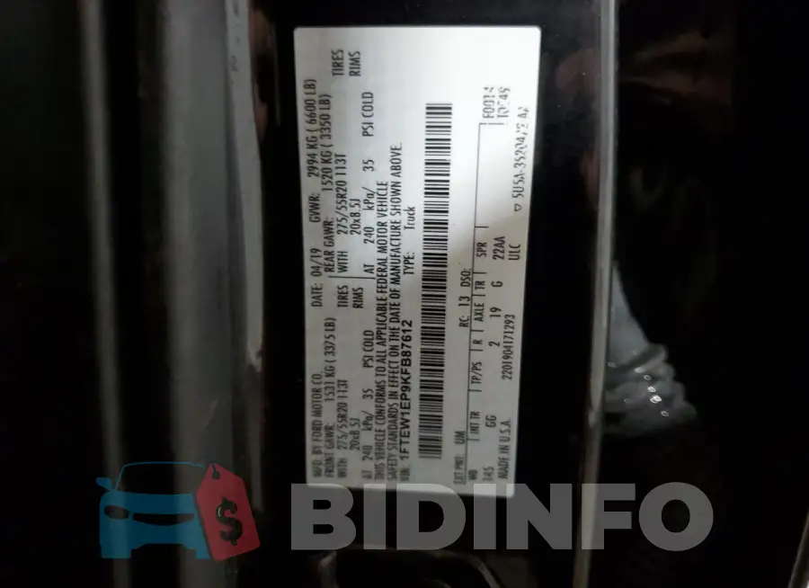 1FTEW1EP9KFB87612 Photo# 12