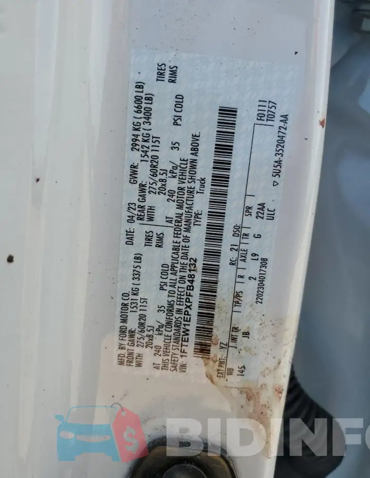 1FTEW1EPXPFB48132 Photo# 12
