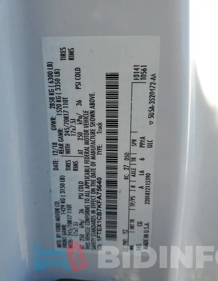1FTEX1CB7KFA75640 Photo# 12