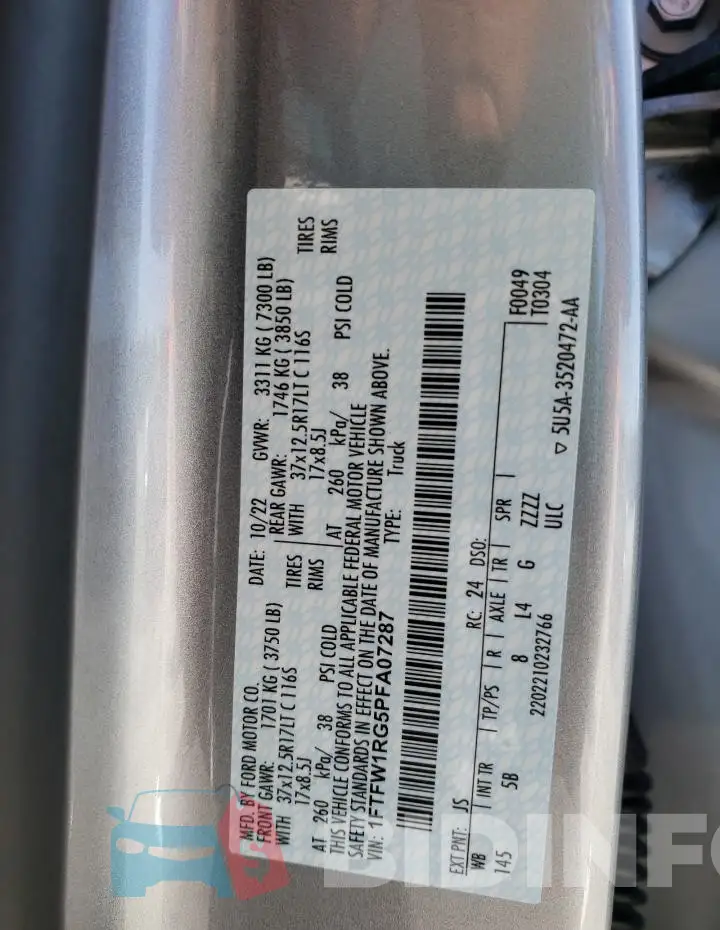 1FTFW1RG5PFA07287 Photo# 12