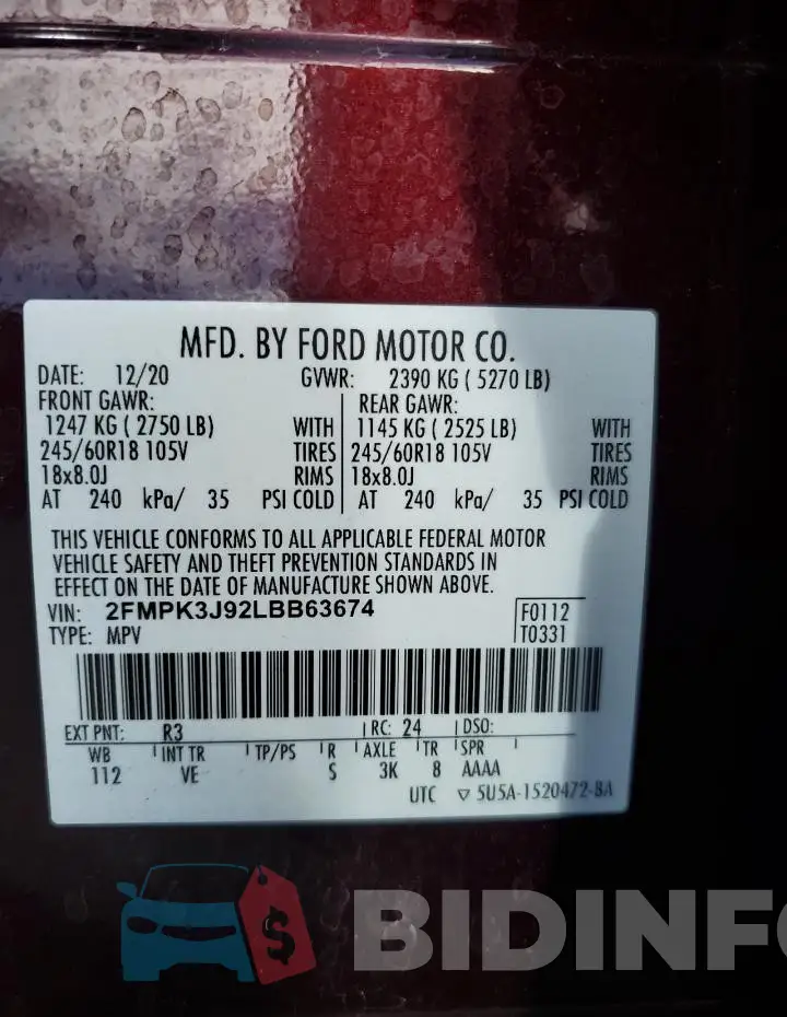 2FMPK3J92LBB63674 Photo# 13