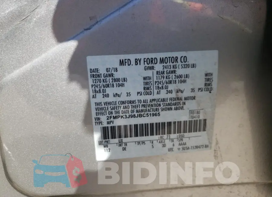 2FMPK3J98JBC51965 Photo# 12