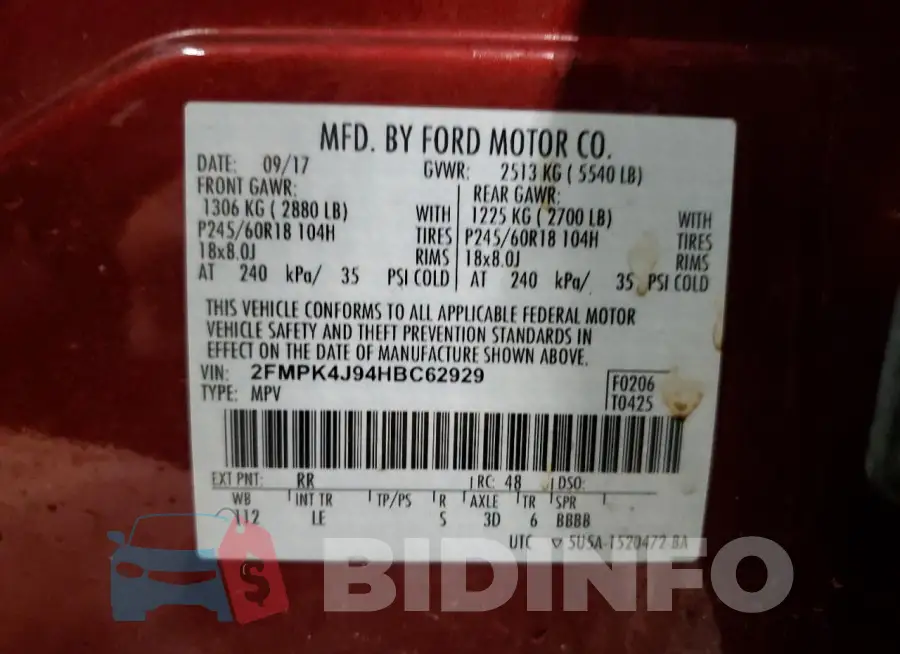 2FMPK4J94HBC62929 Photo# 13