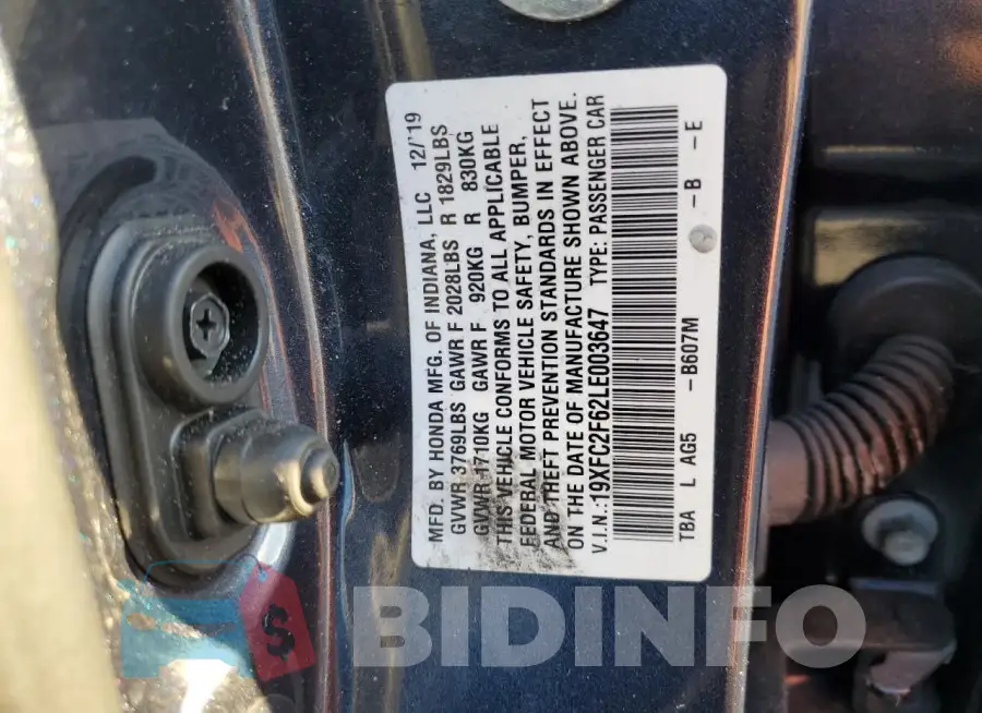 19XFC2F62LE003647 Photo# 12